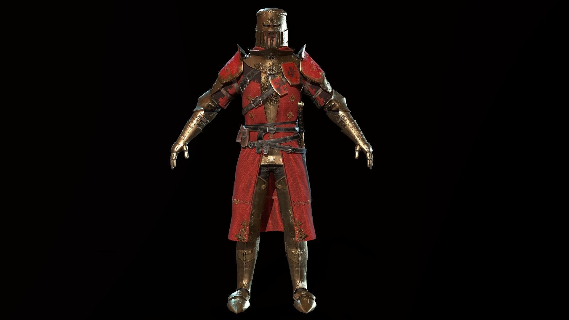 Knights knight in armor Low-poly 3D model_15
