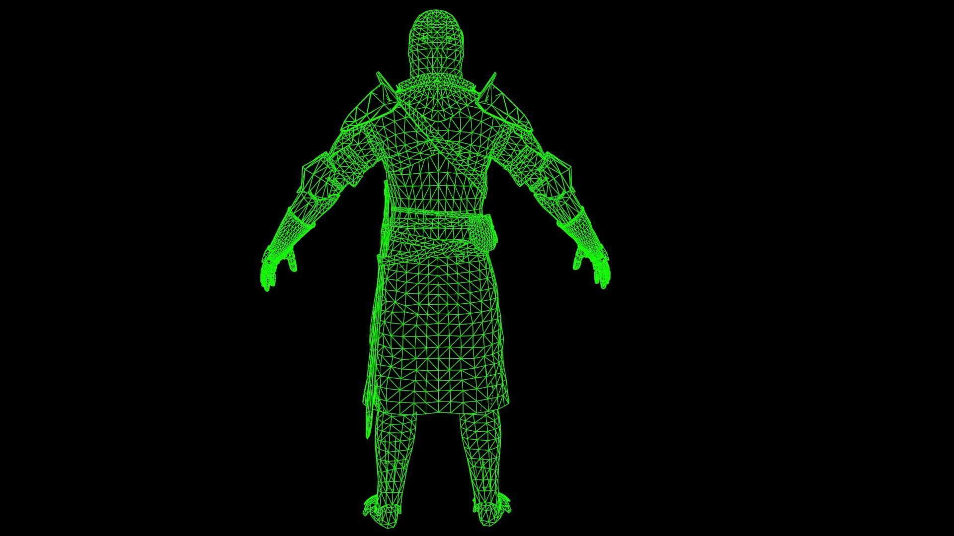 Knights knight in armor Low-poly 3D model_36