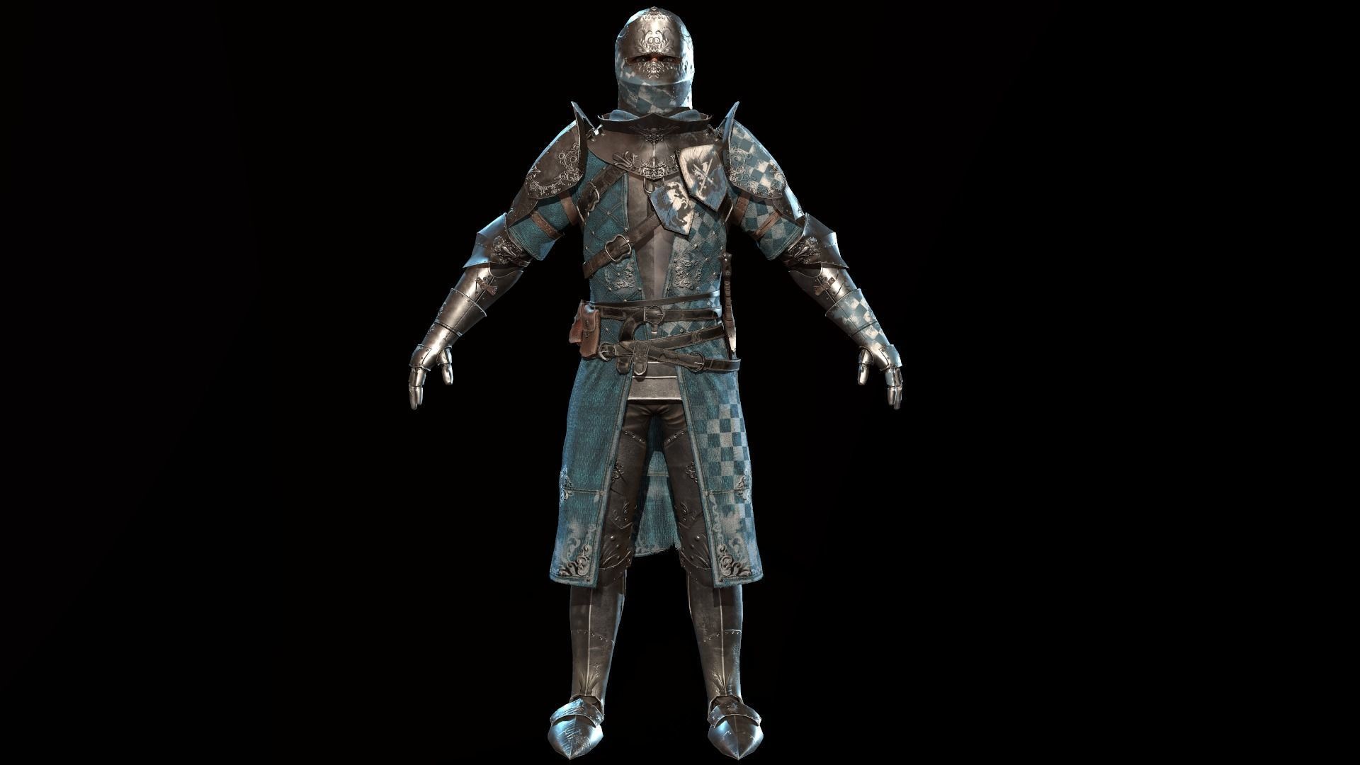 Knights knight in armor Low-poly 3D model_22