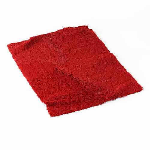 Red Angora Fur Rug 3D model