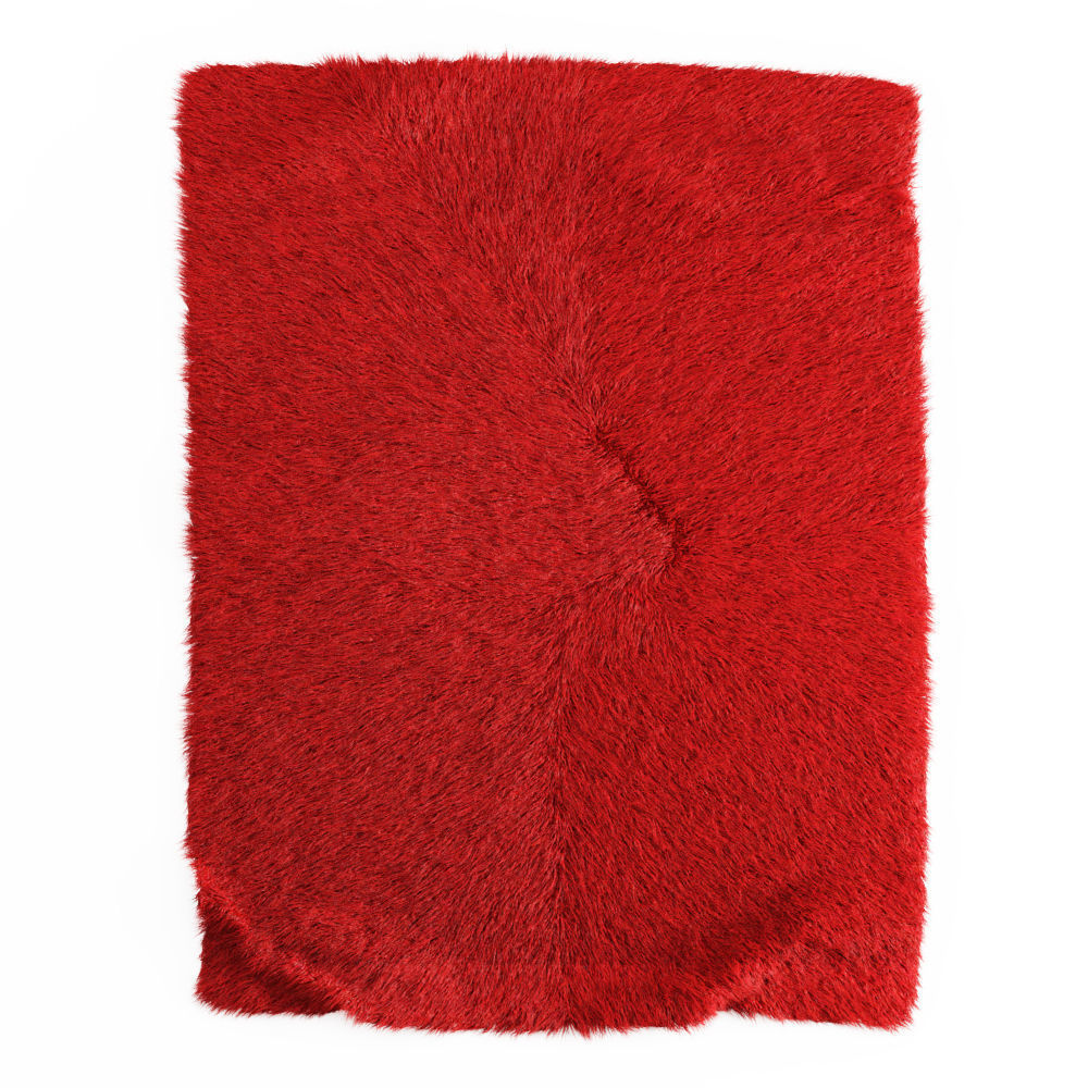 Red Angora Fur Rug 3D model_1