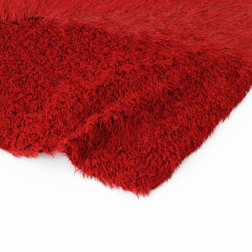 Red Angora Fur Rug 3D model_3