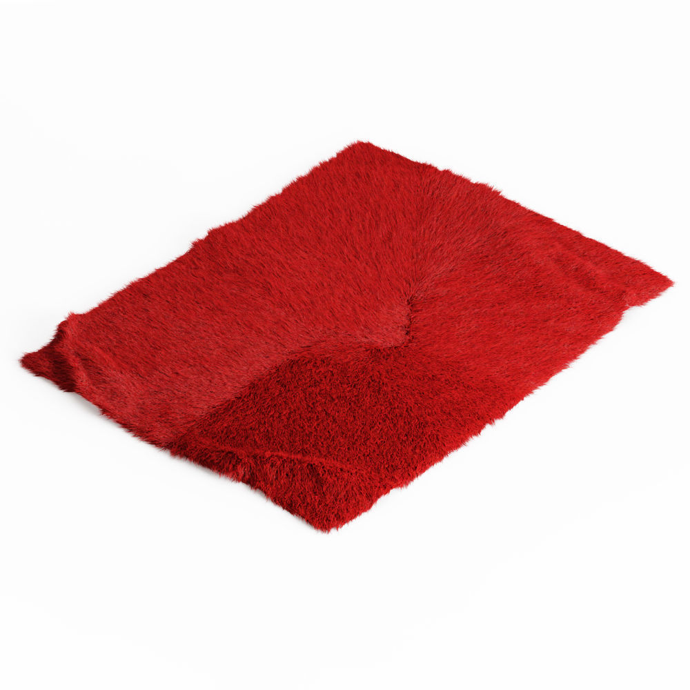 Red Angora Fur Rug 3D model_2