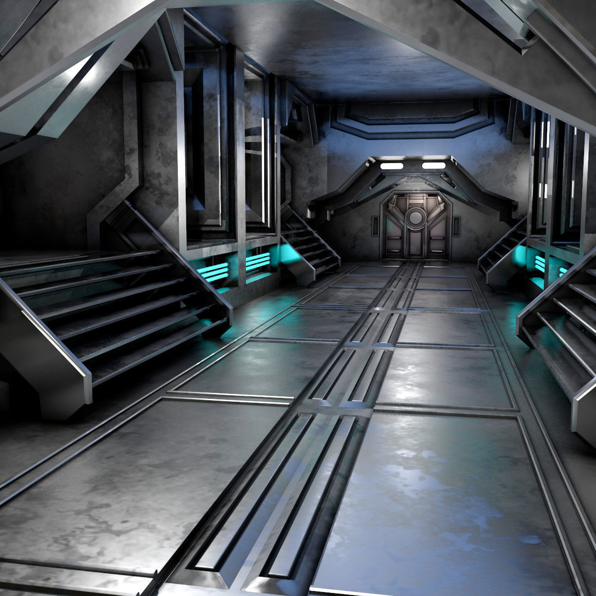 sci-fi Interior Low-poly 3D model_1