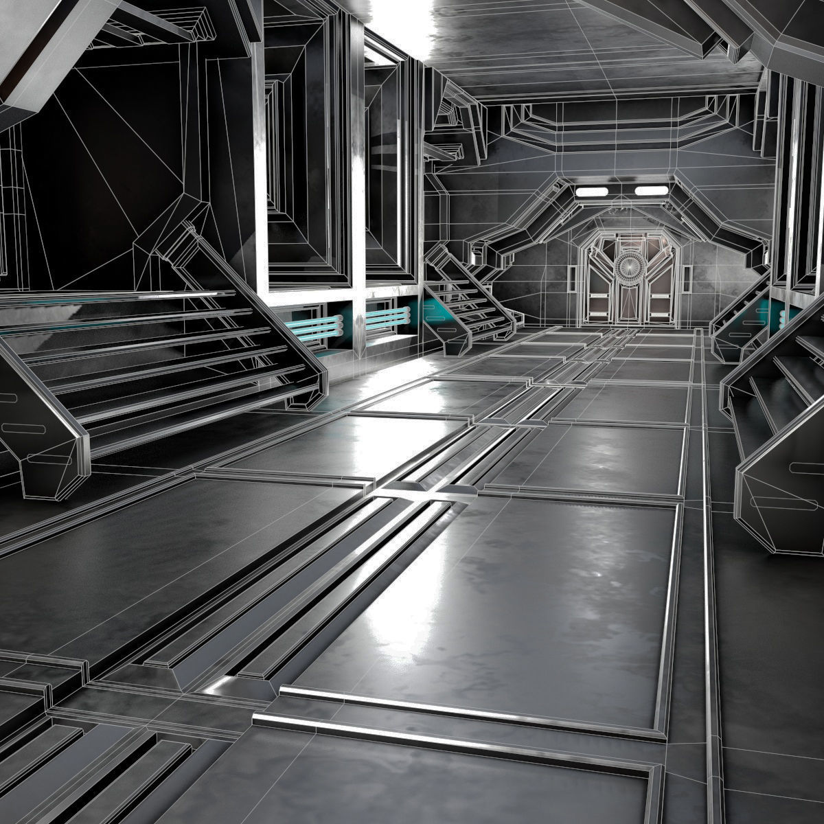 sci-fi Interior Low-poly 3D model_2