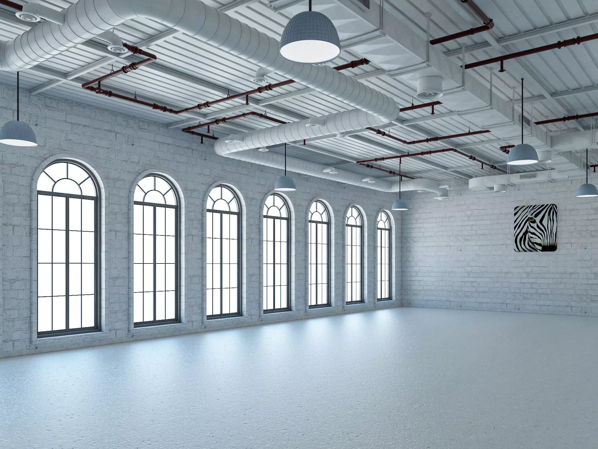 Loft office interior 2 3D model_0