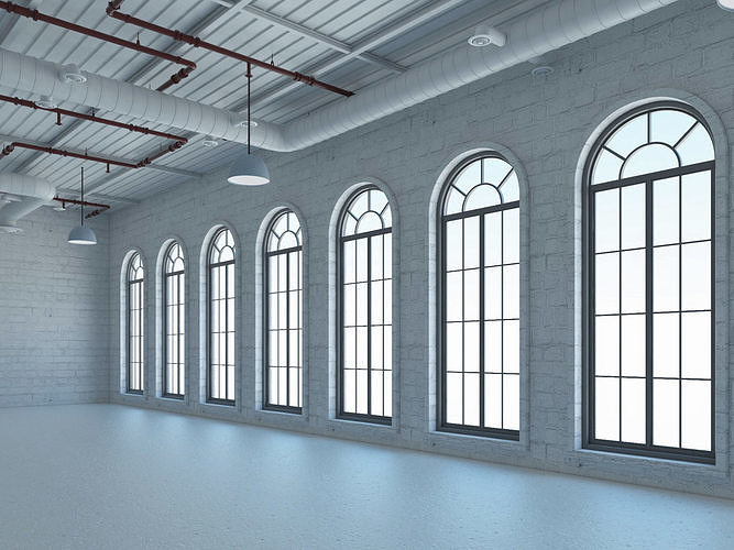 Loft office interior 2 3D model 4
