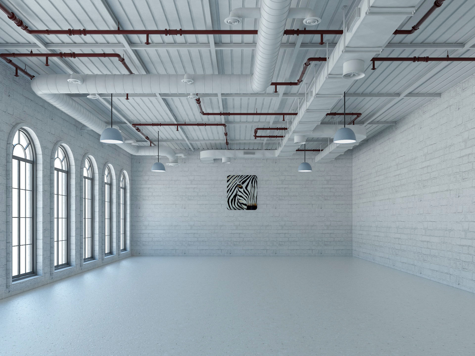 Loft office interior 2 3D model_1