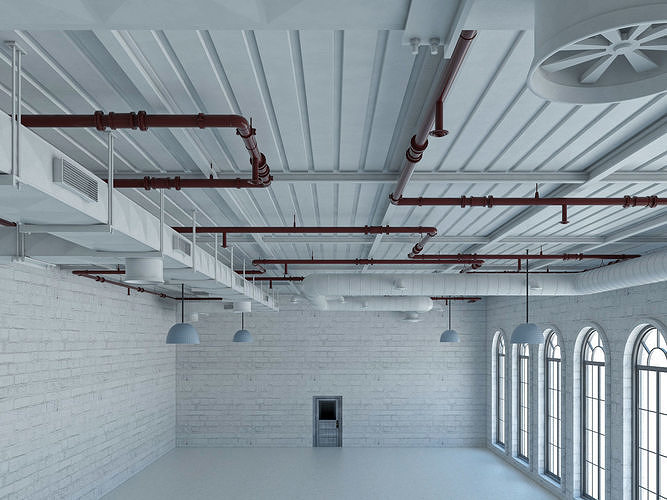 Loft office interior 2 3D model 5
