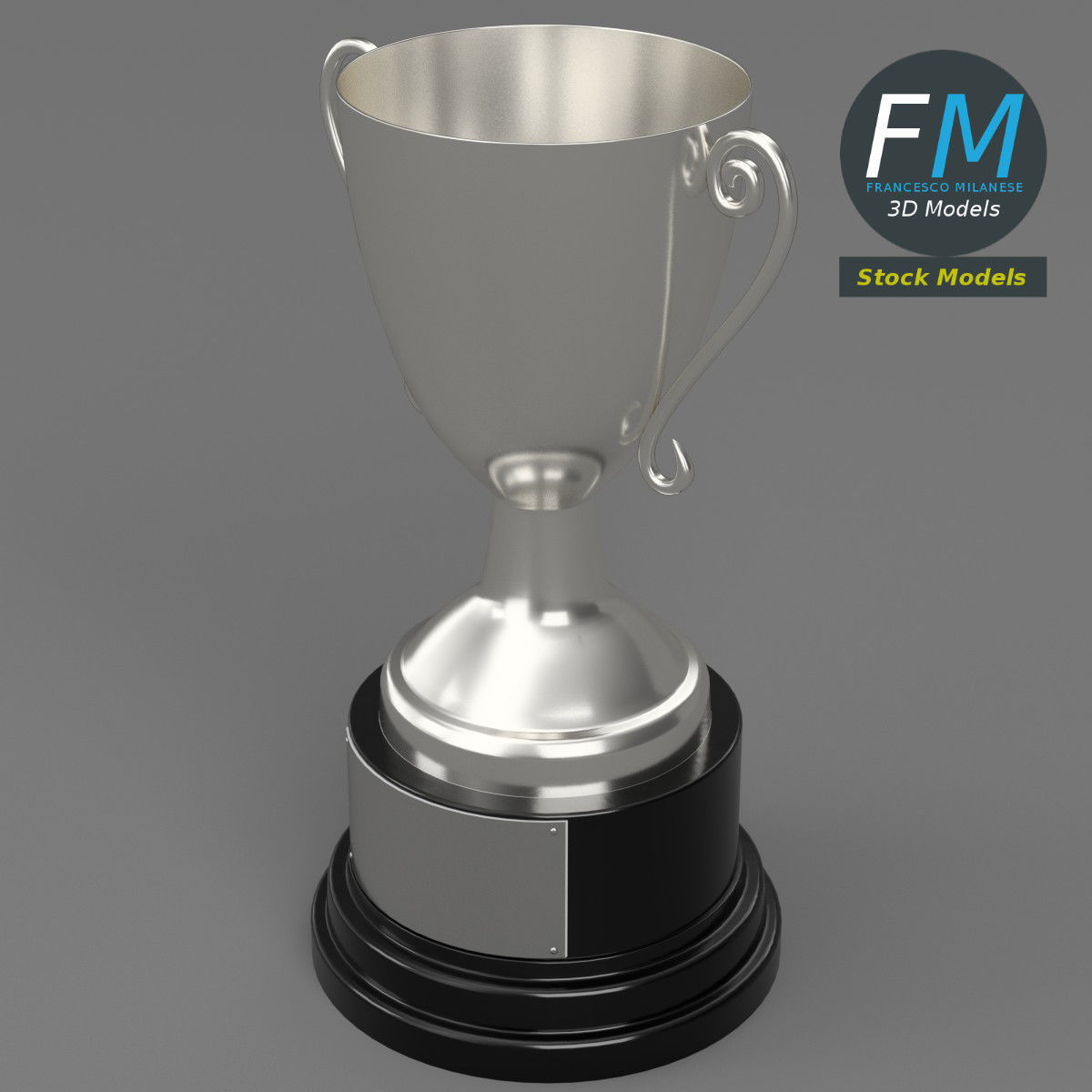 Silver trophy cup 3D model_2