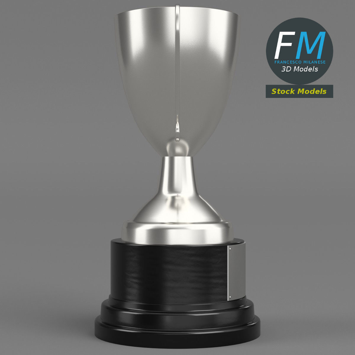 Silver trophy cup 3D model_4