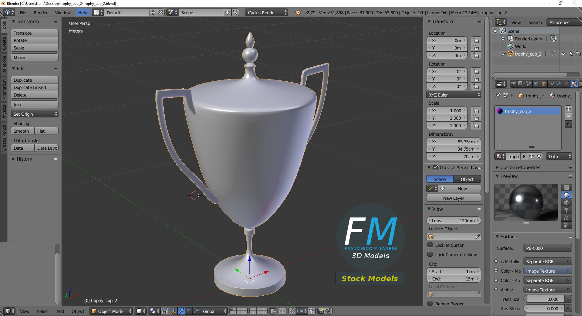 Trophy cup 2 3D model_9