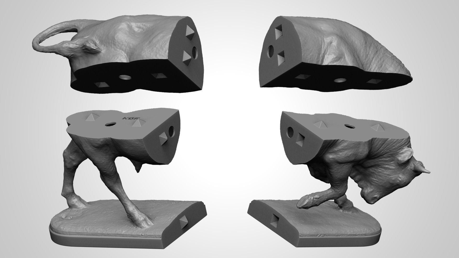 Bull Statue 3D print model_4