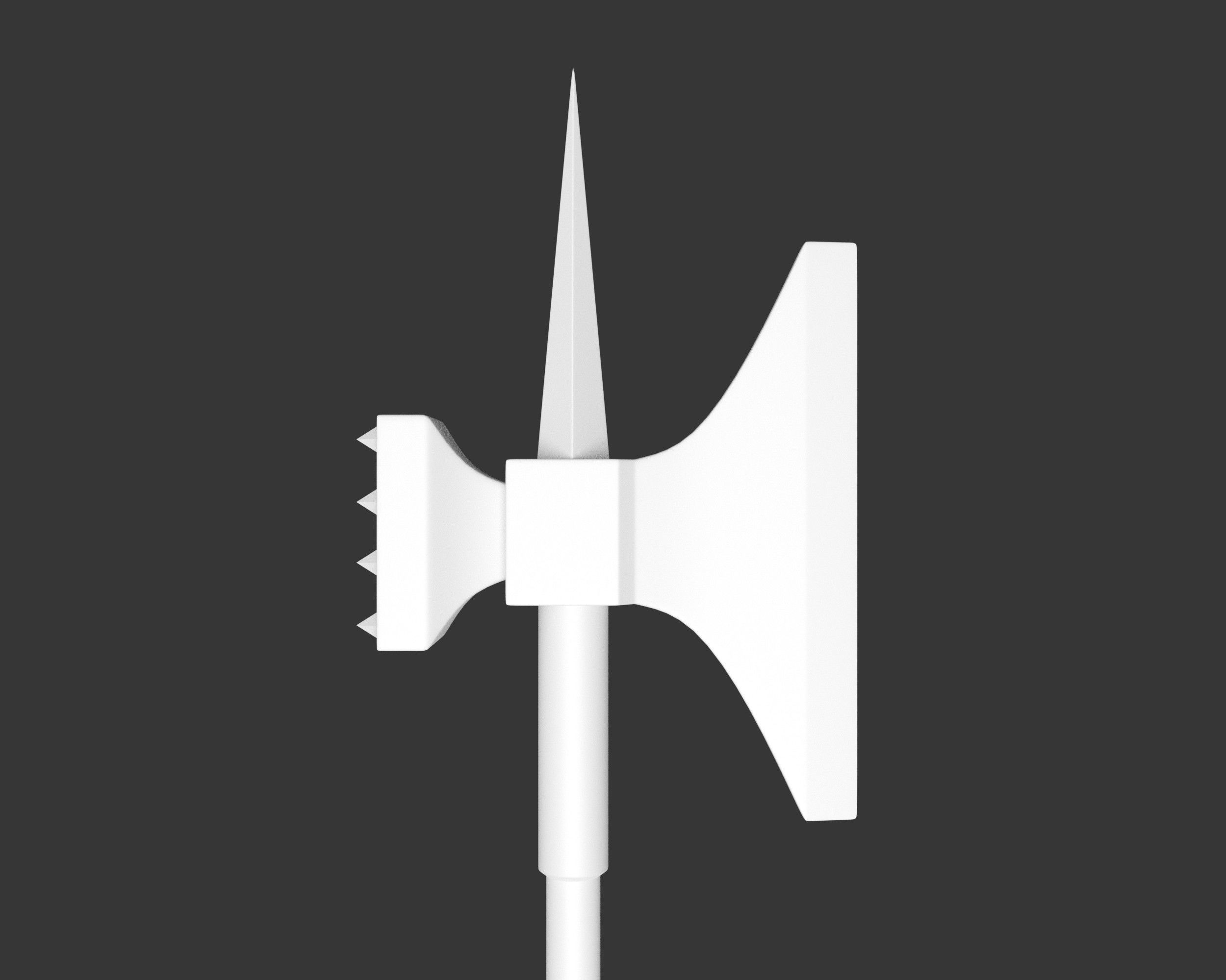 Medieval Knightly Weapon Pole Axe Low-poly 3D model_7