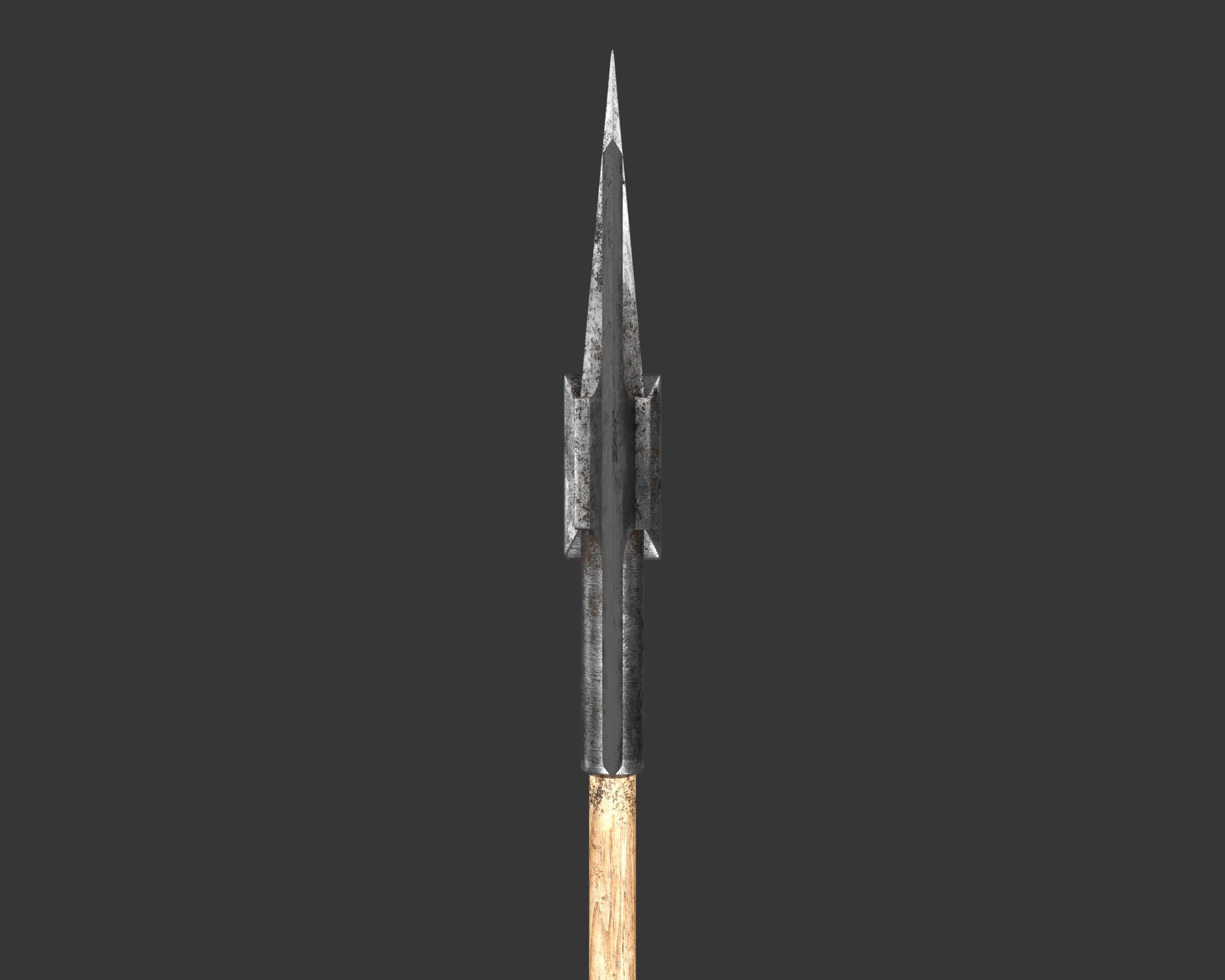 Medieval Knightly Weapon Pole Axe Low-poly 3D model_9