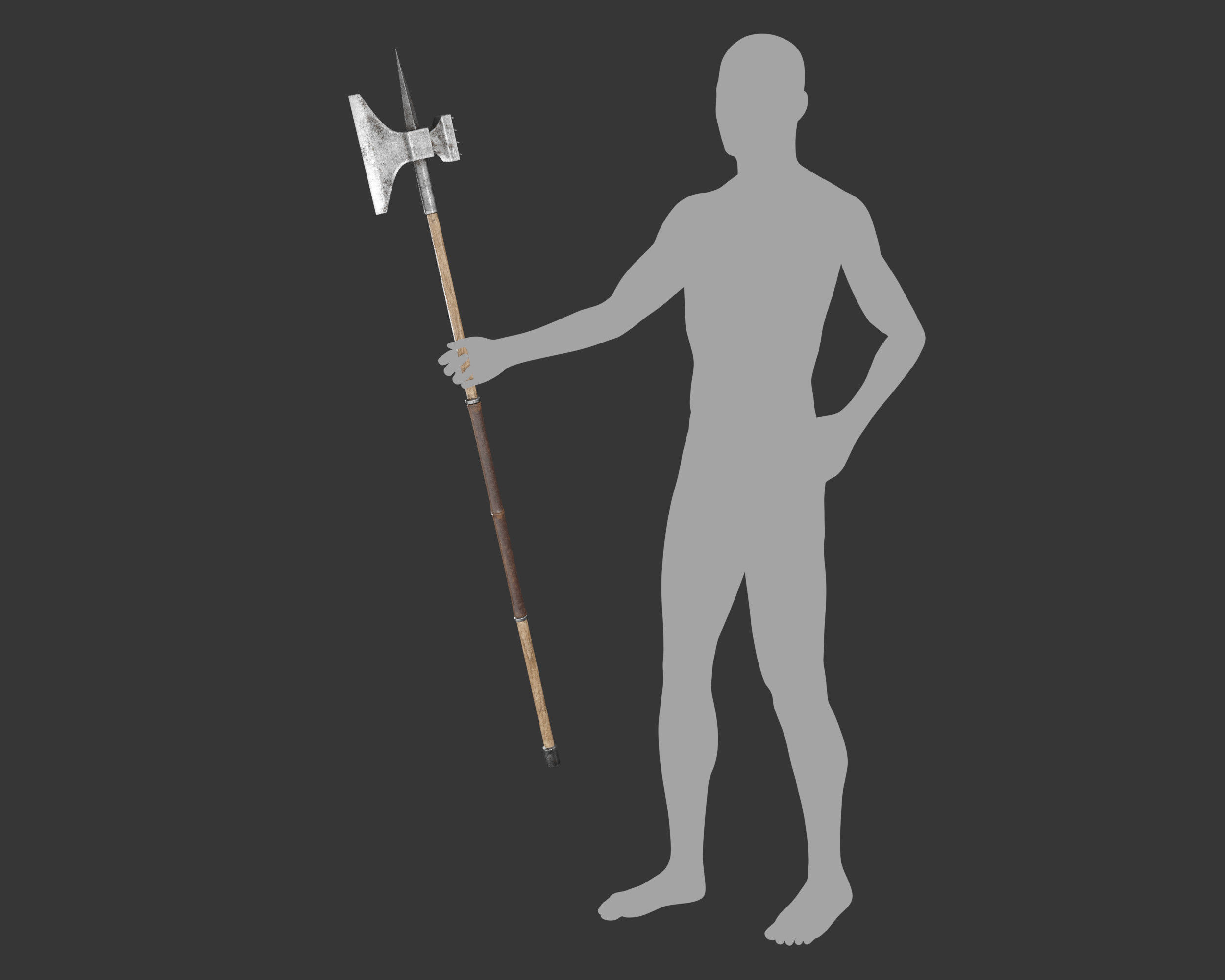 Medieval Knightly Weapon Pole Axe Low-poly 3D model_15