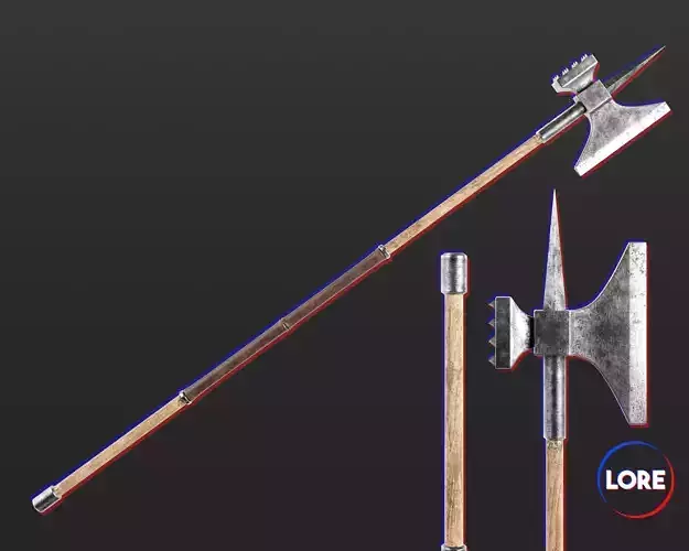 Medieval Knightly Weapon Pole Axe Low-poly 3D model