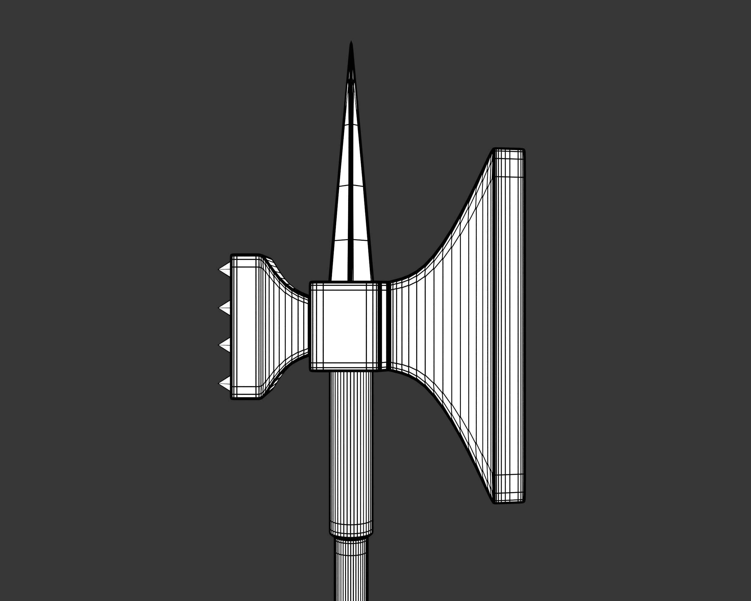 Medieval Knightly Weapon Pole Axe Low-poly 3D model_8