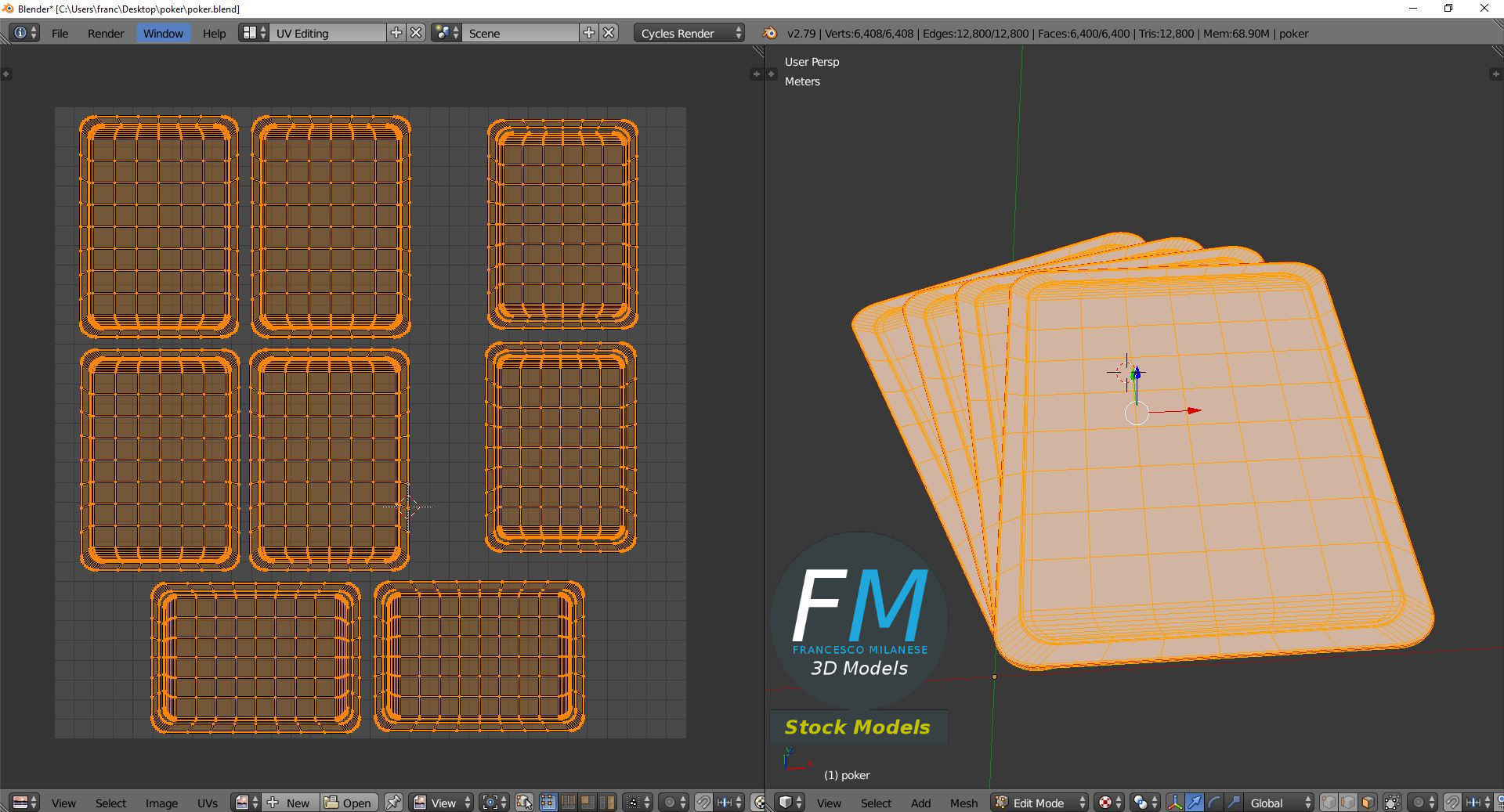 Poker four ace of spades 3D model_10