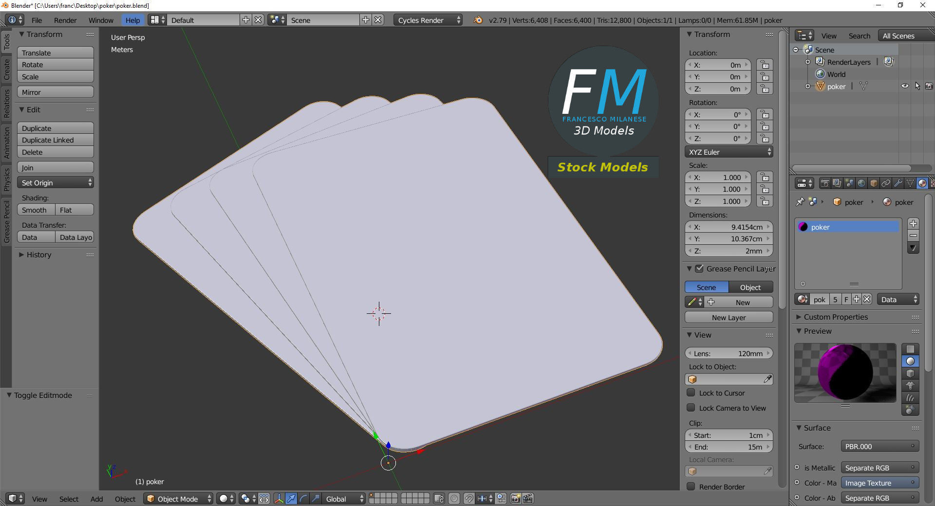 Poker four ace of spades 3D model_9