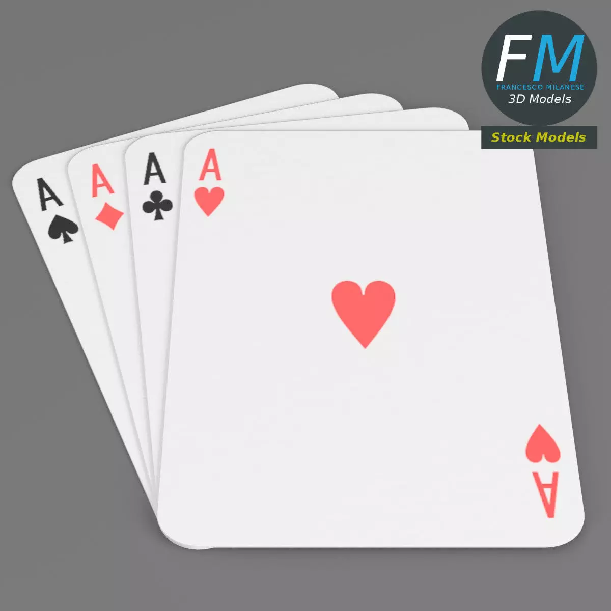 Poker four ace of spades 3D model_0