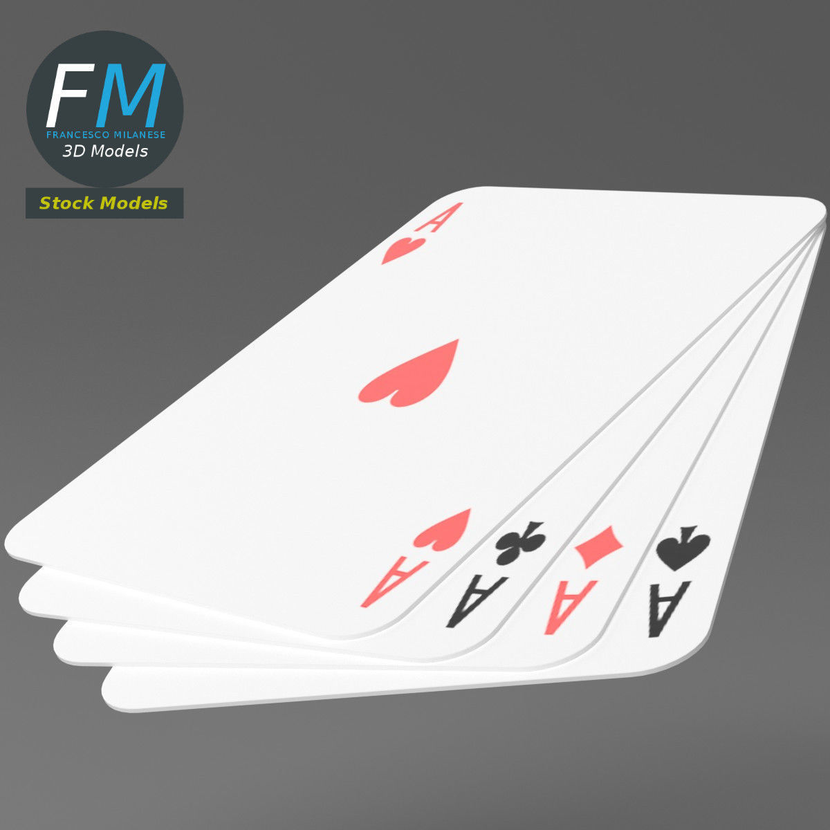 Poker four ace of spades 3D model_5