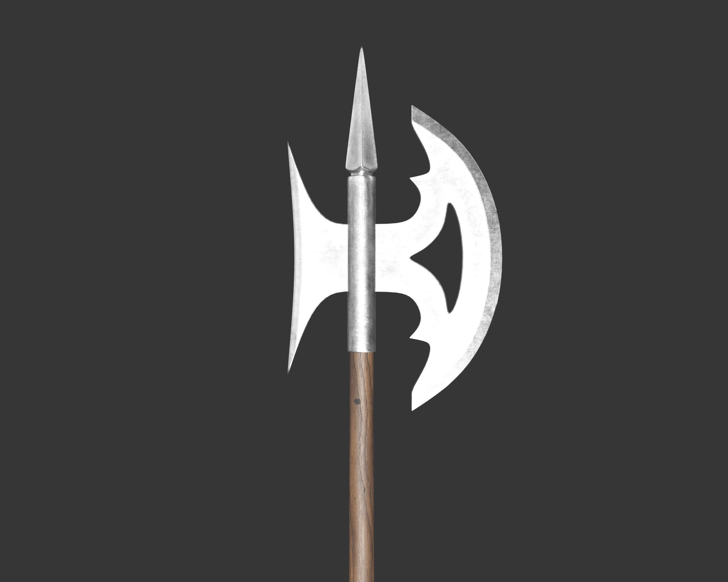 Medieval Elegant Weapon Pole Axe Low-poly 3D model_6
