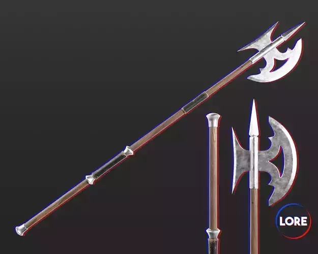 Medieval Elegant Weapon Pole Axe Low-poly 3D model