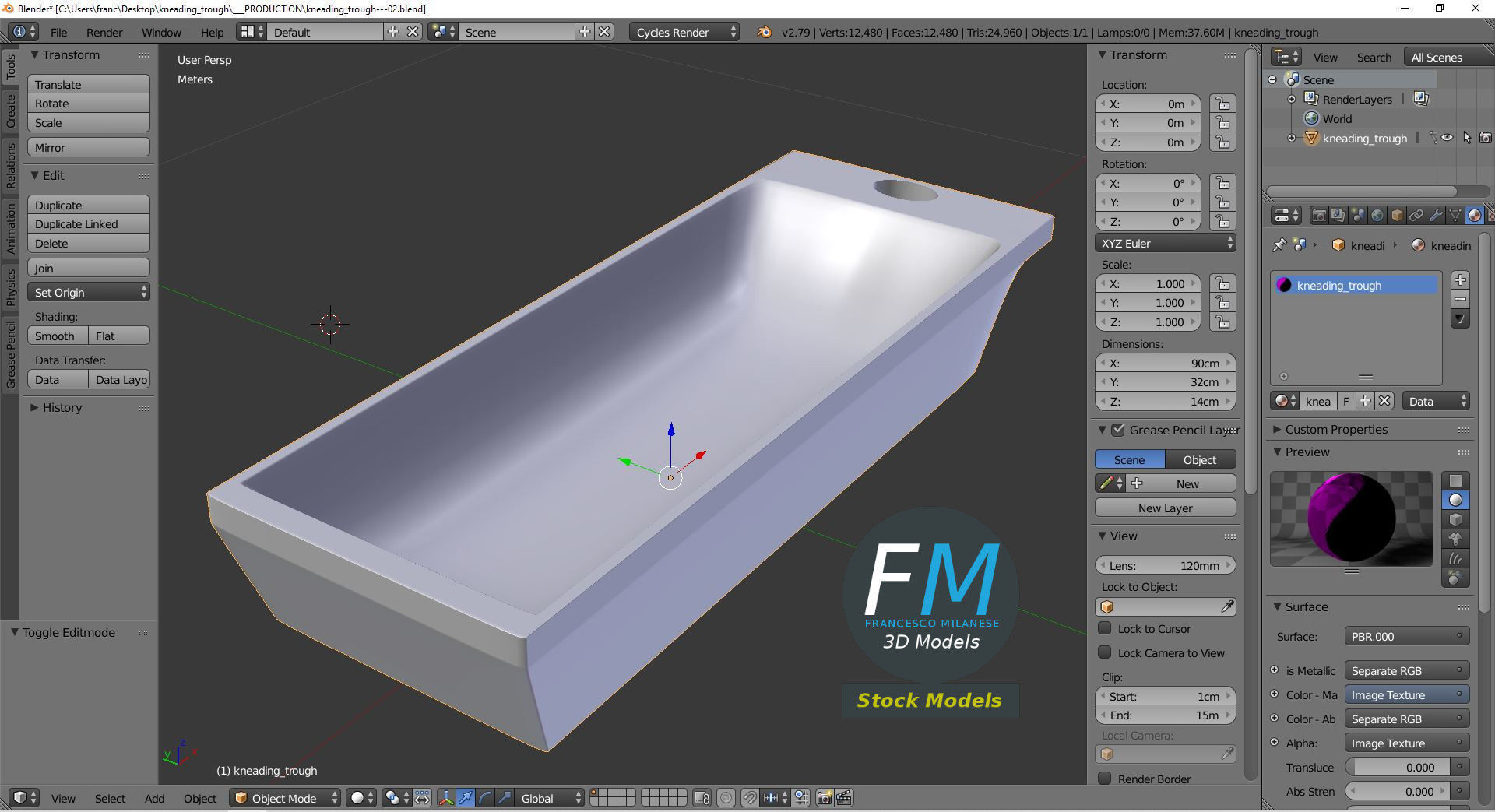 Kneading trough 3D model_9
