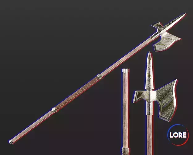 Medieval Noble Weapon Pole Axe Low-poly 3D model