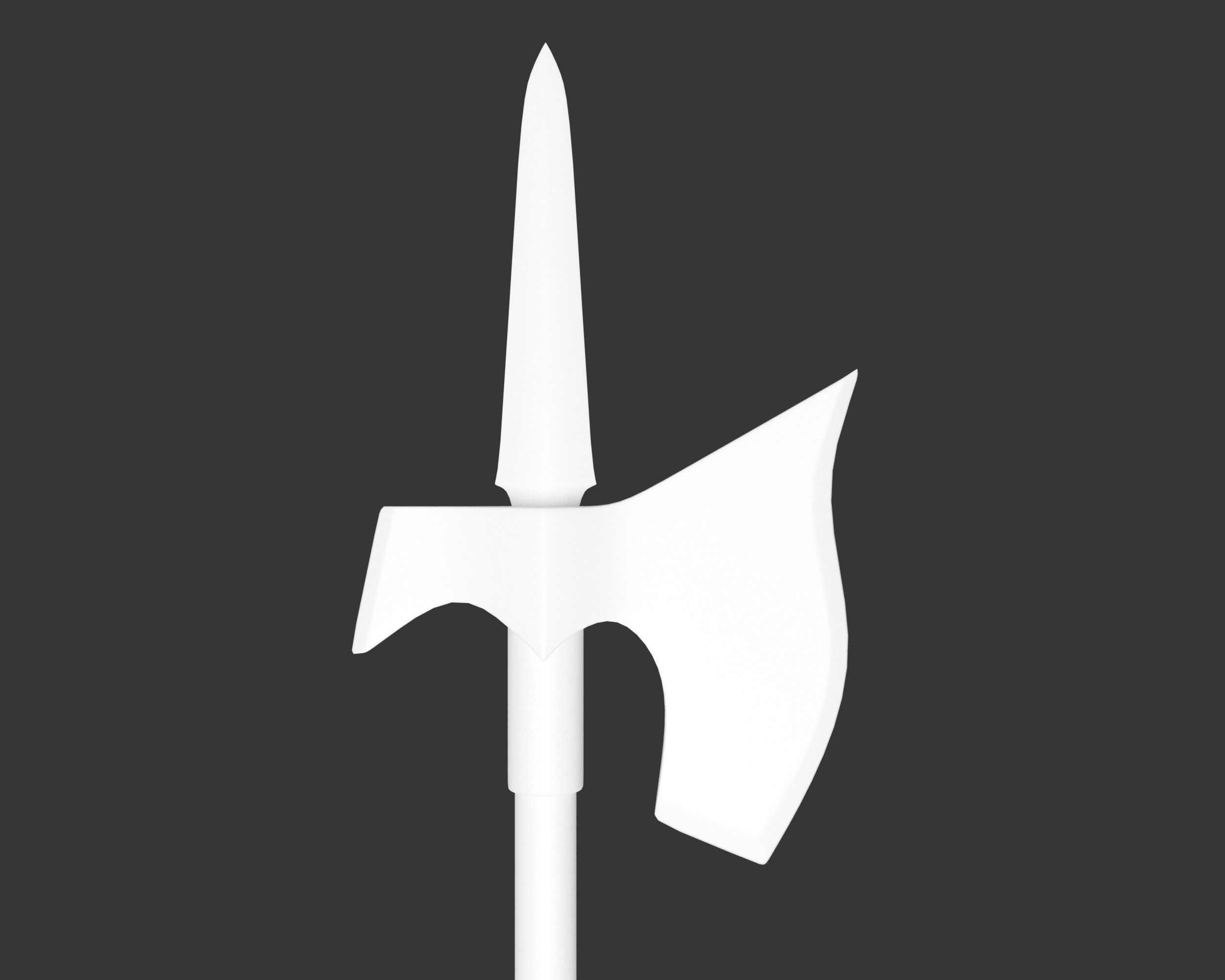 Medieval Noble Weapon Pole Axe Low-poly 3D model_7