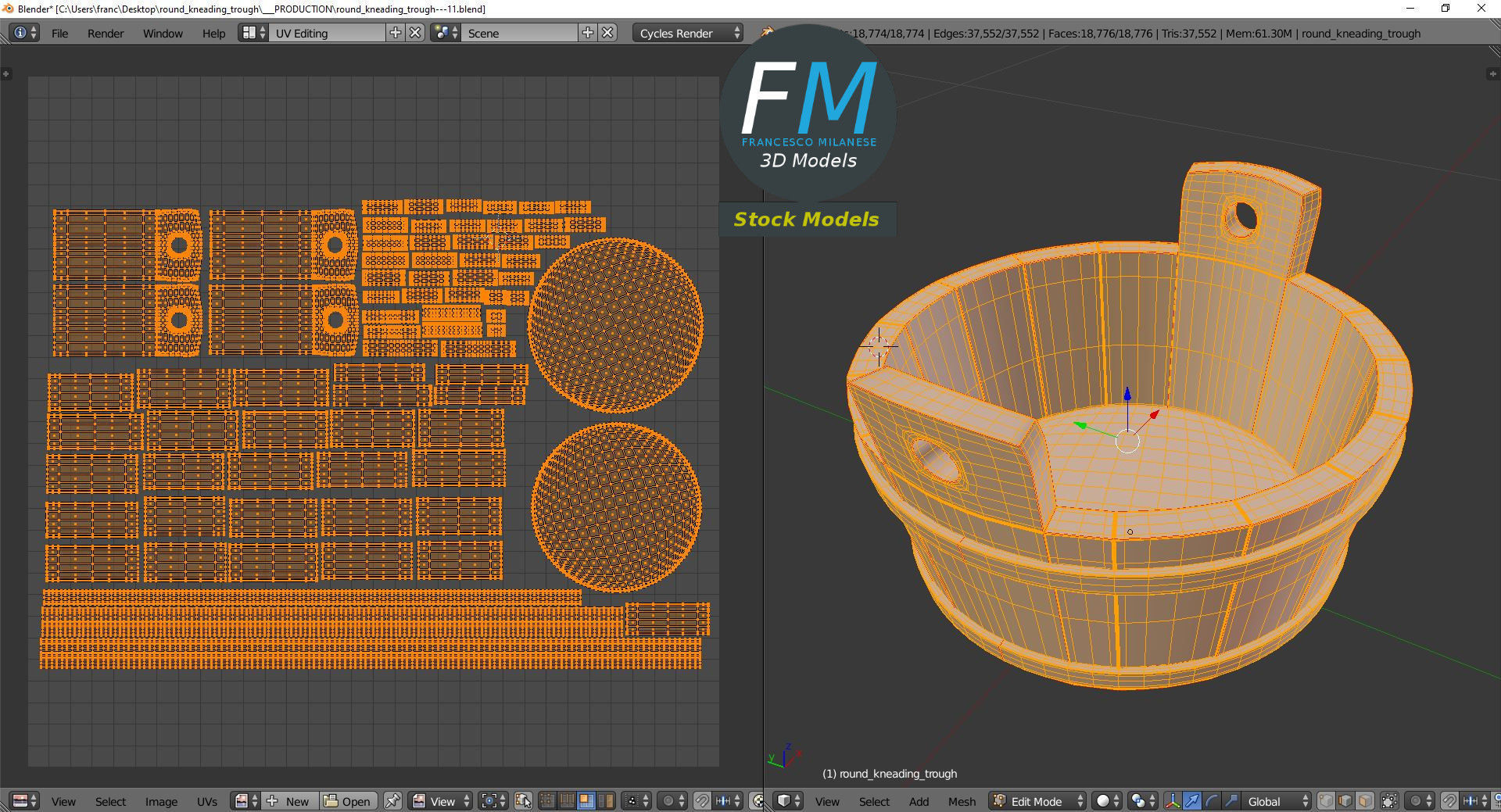 Round kneading trough 3D model_10