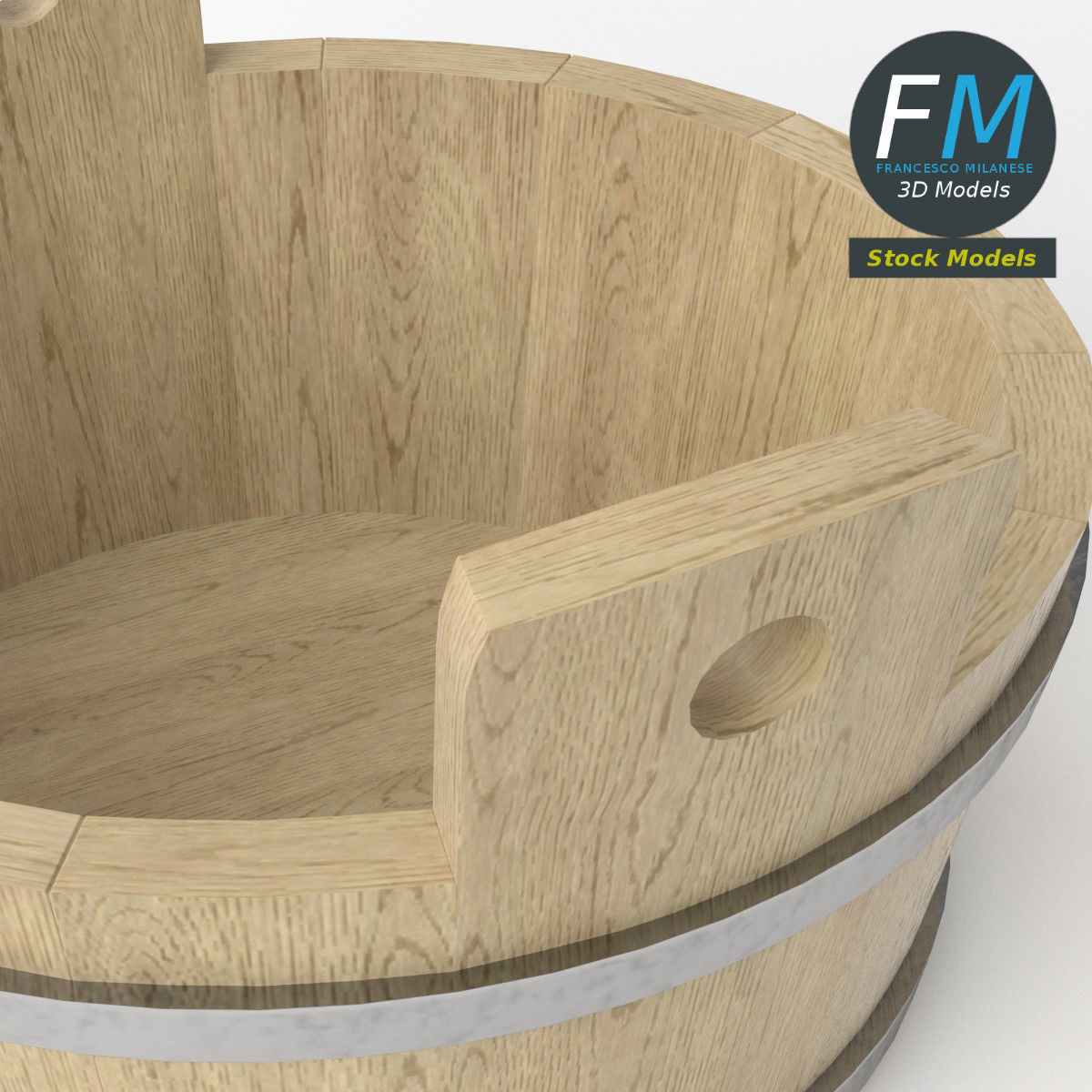 Round kneading trough 3D model_5