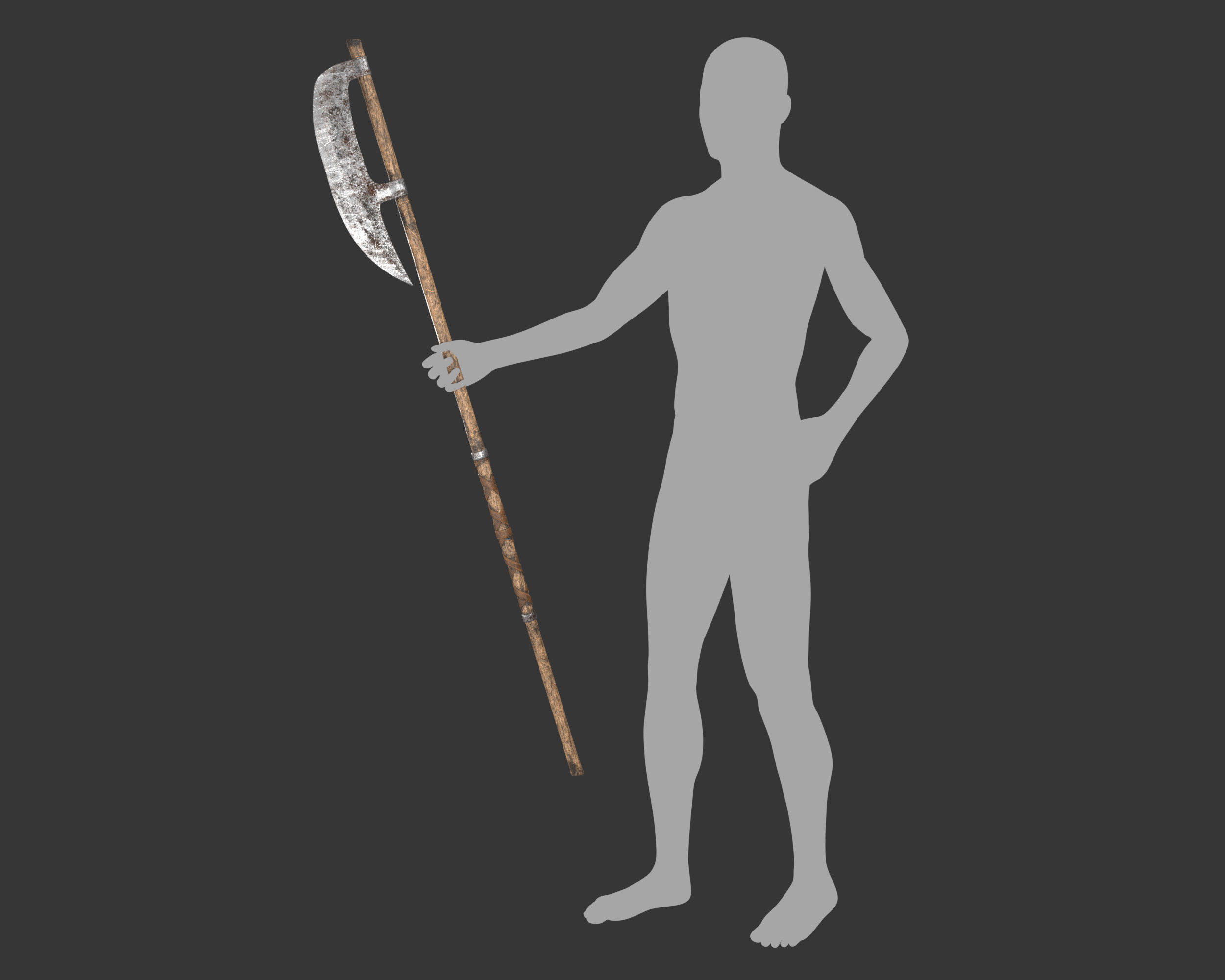 Medieval Crude Weapon Pole Axe Low-poly 3D model_15