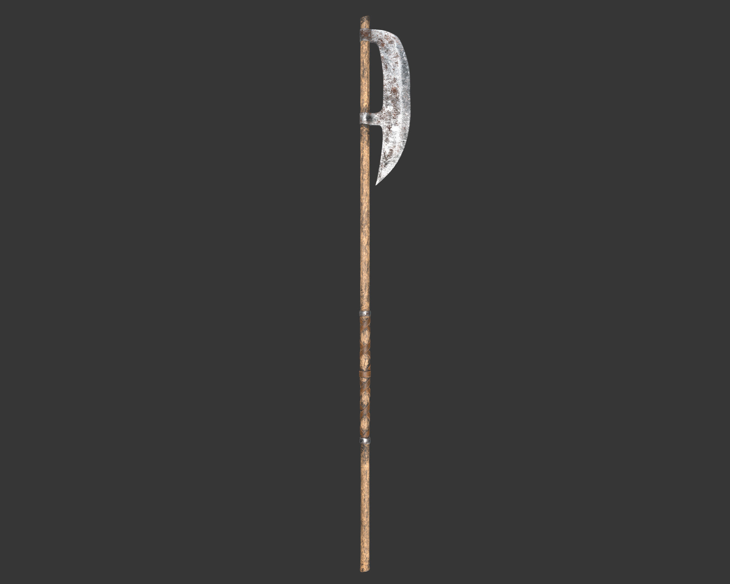 Medieval Crude Weapon Pole Axe Low-poly 3D model_3