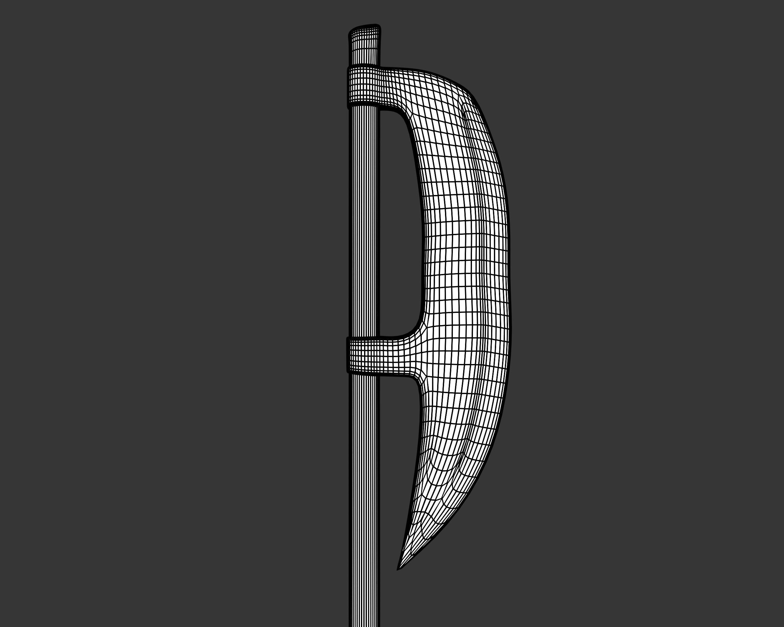 Medieval Crude Weapon Pole Axe Low-poly 3D model_8