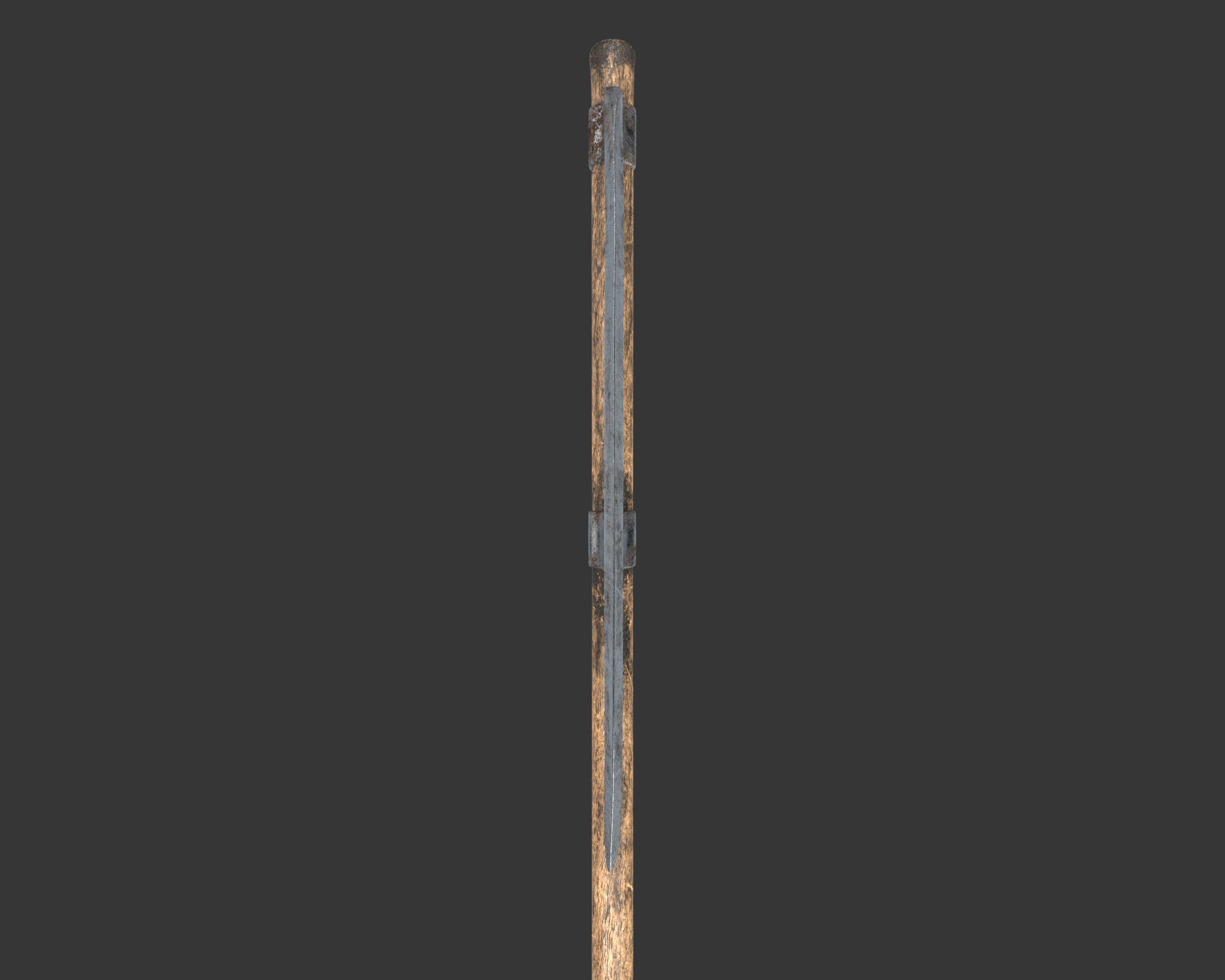 Medieval Crude Weapon Pole Axe Low-poly 3D model_9