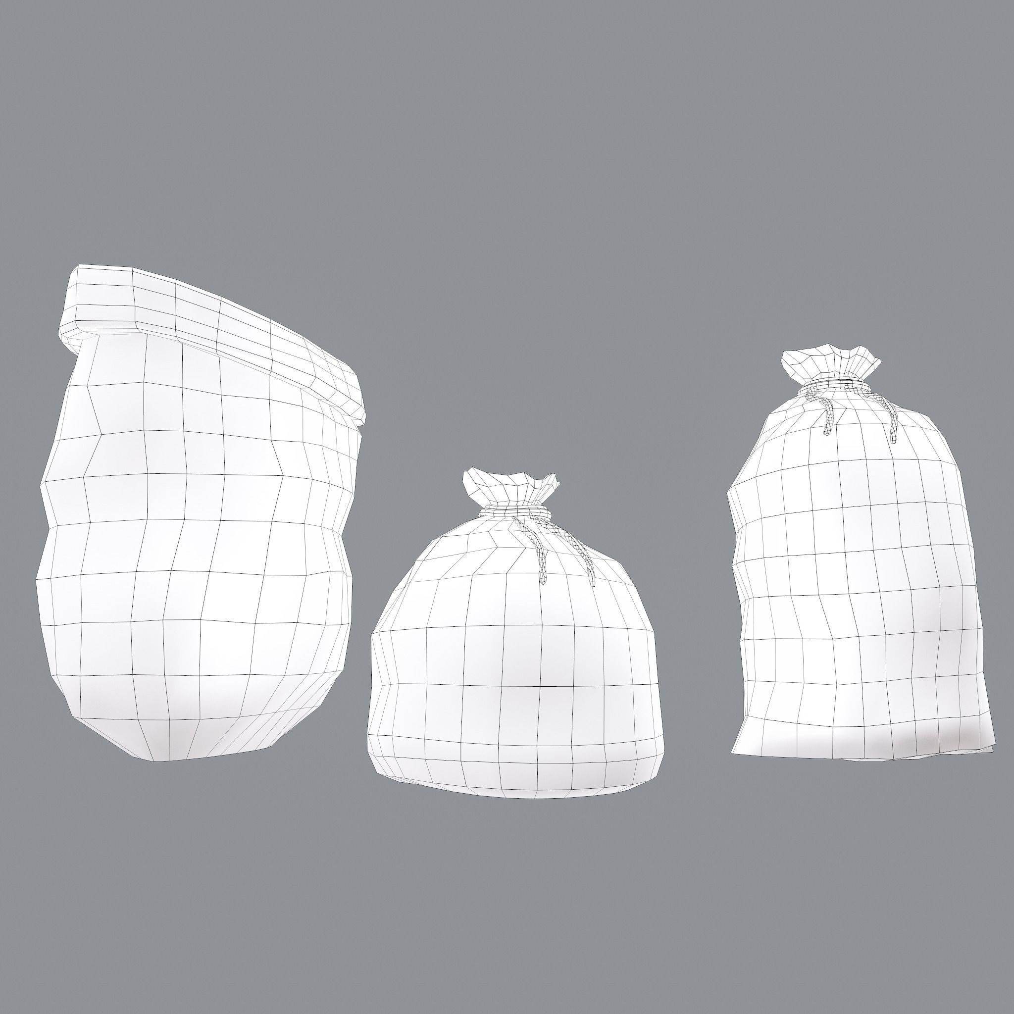 Burlap Sacks Low-poly 3D model_25