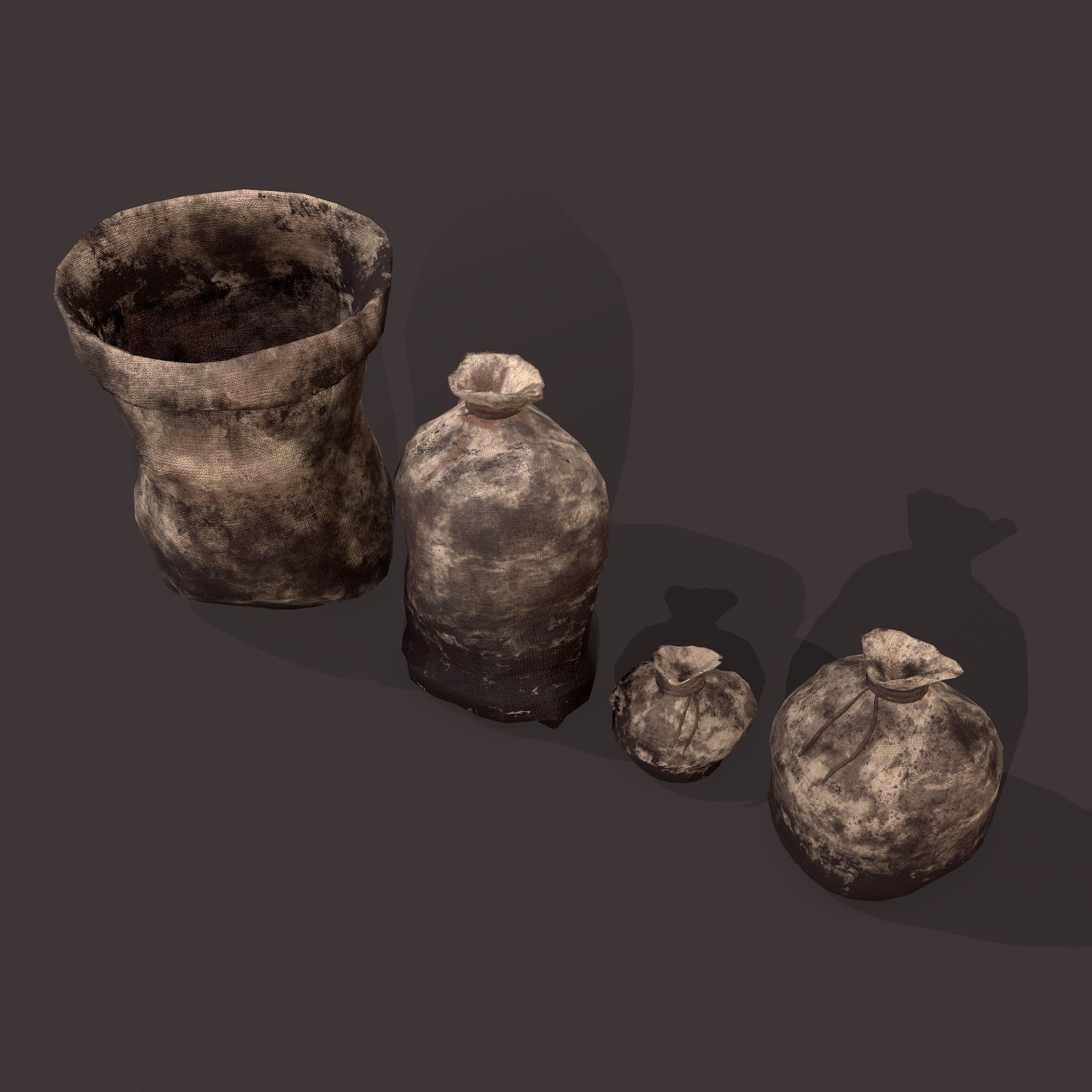 Burlap Sacks Low-poly 3D model_12