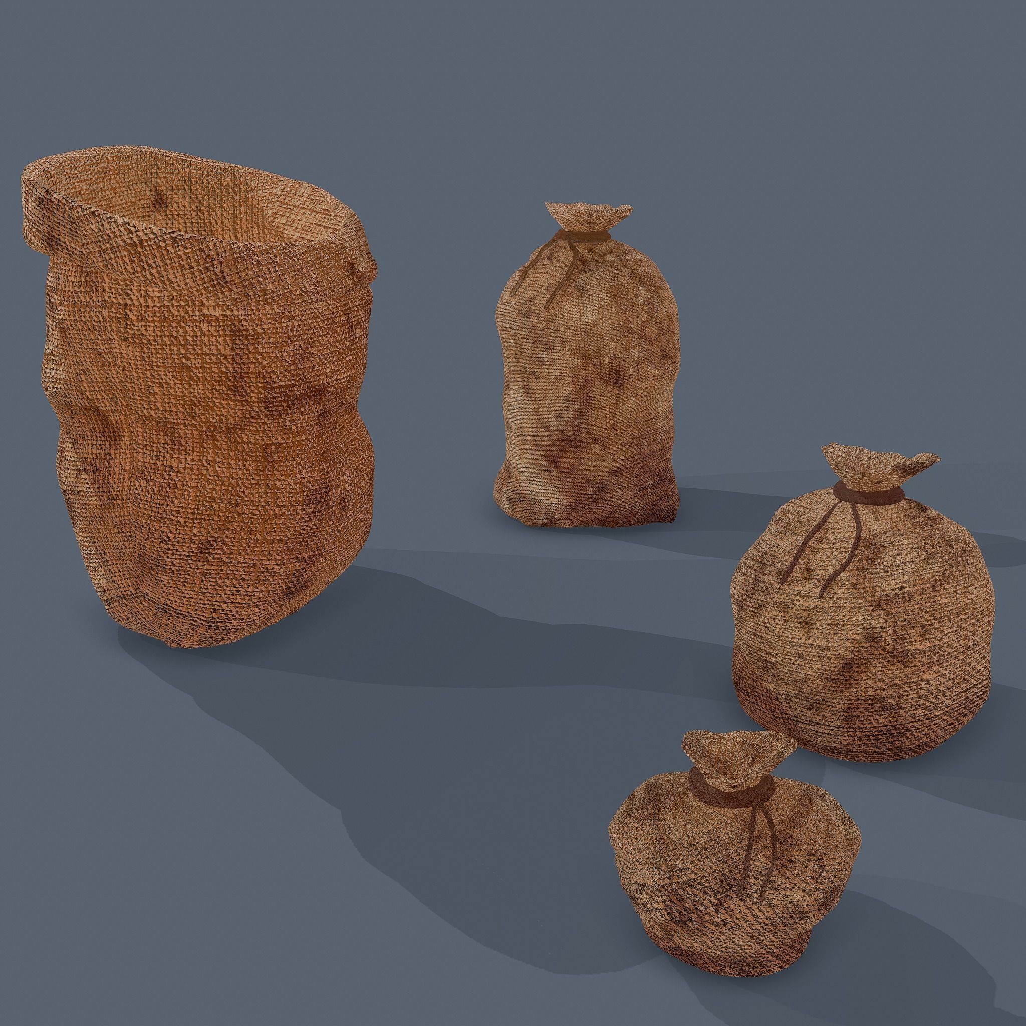 Burlap Sacks Low-poly 3D model_3
