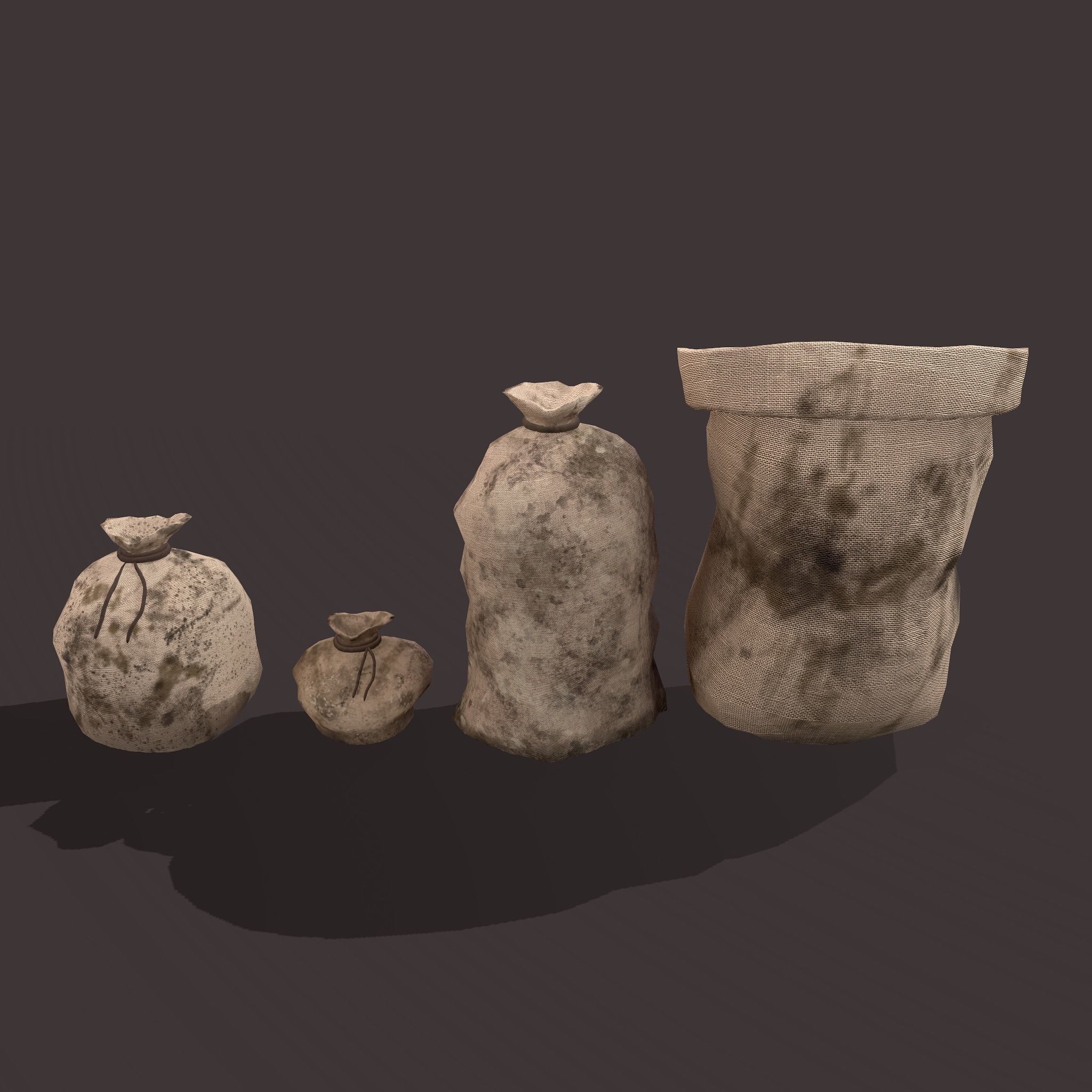 Burlap Sacks Low-poly 3D model_10