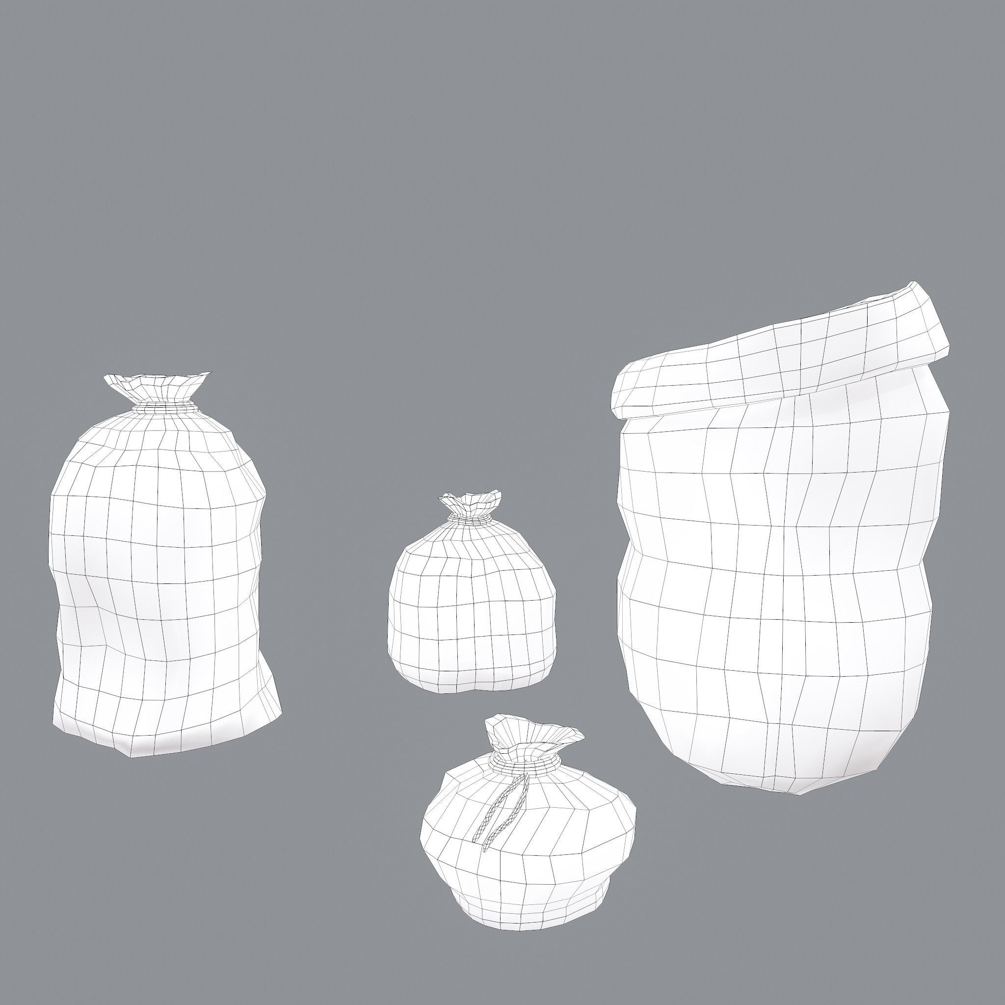 Burlap Sacks Low-poly 3D model_24