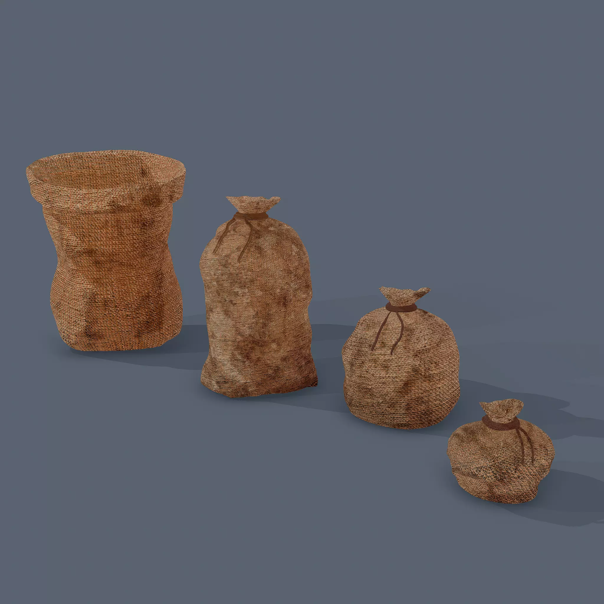 Burlap Sacks Low-poly 3D model_0