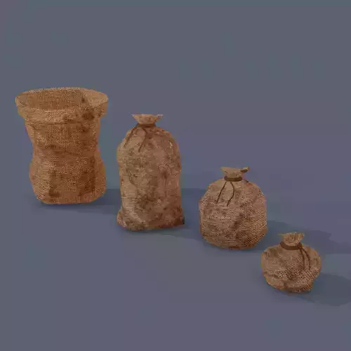 Burlap Sacks Low-poly 3D model