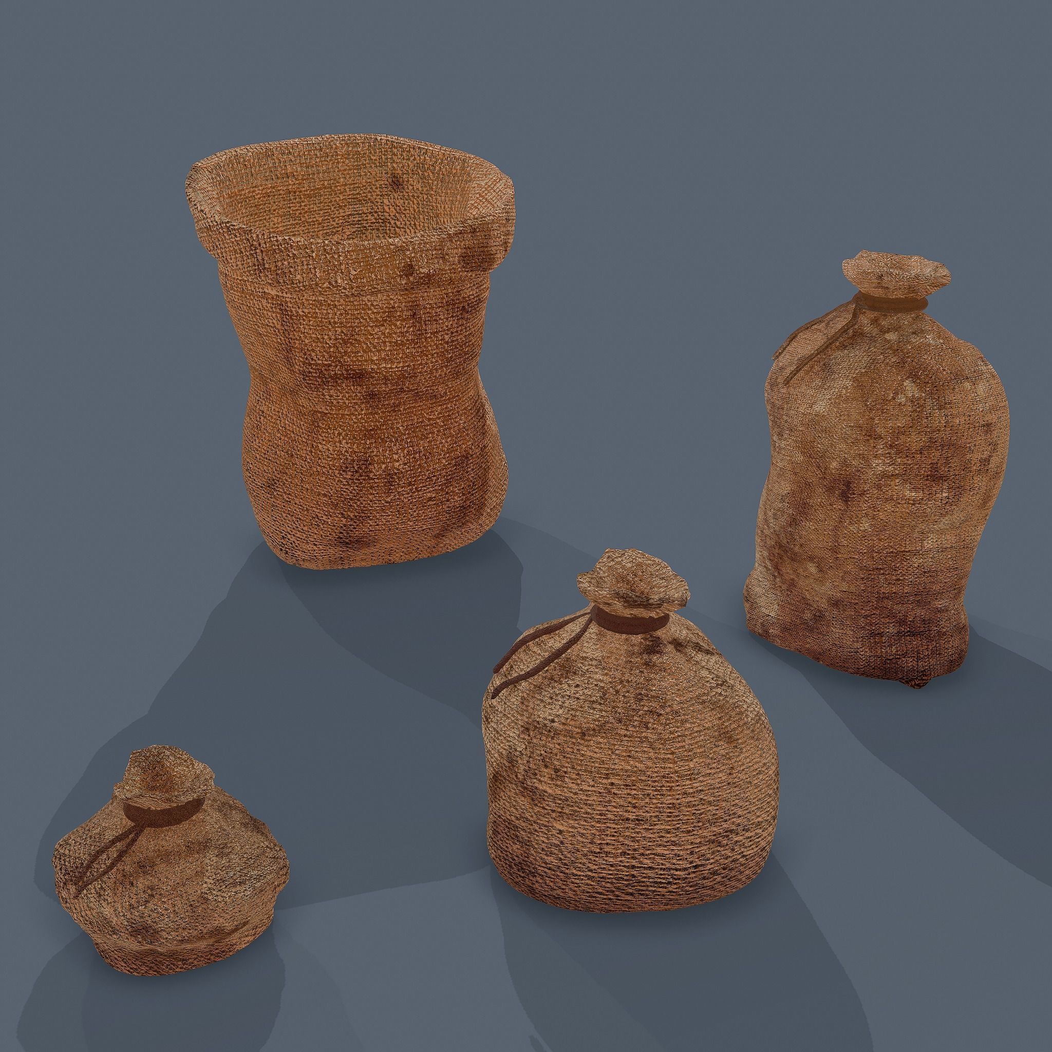 Burlap Sacks Low-poly 3D model_2