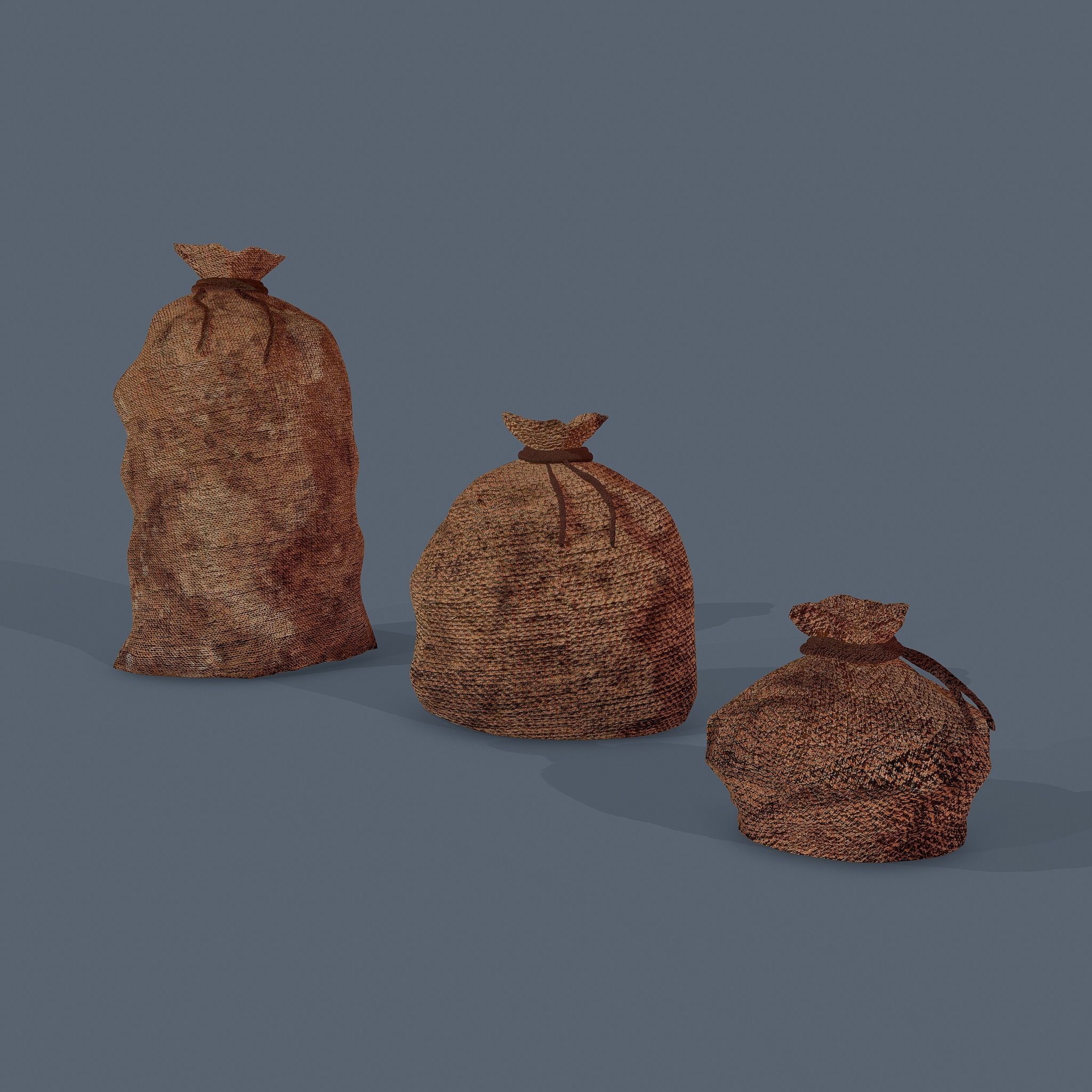 Burlap Sacks Low-poly 3D model_5
