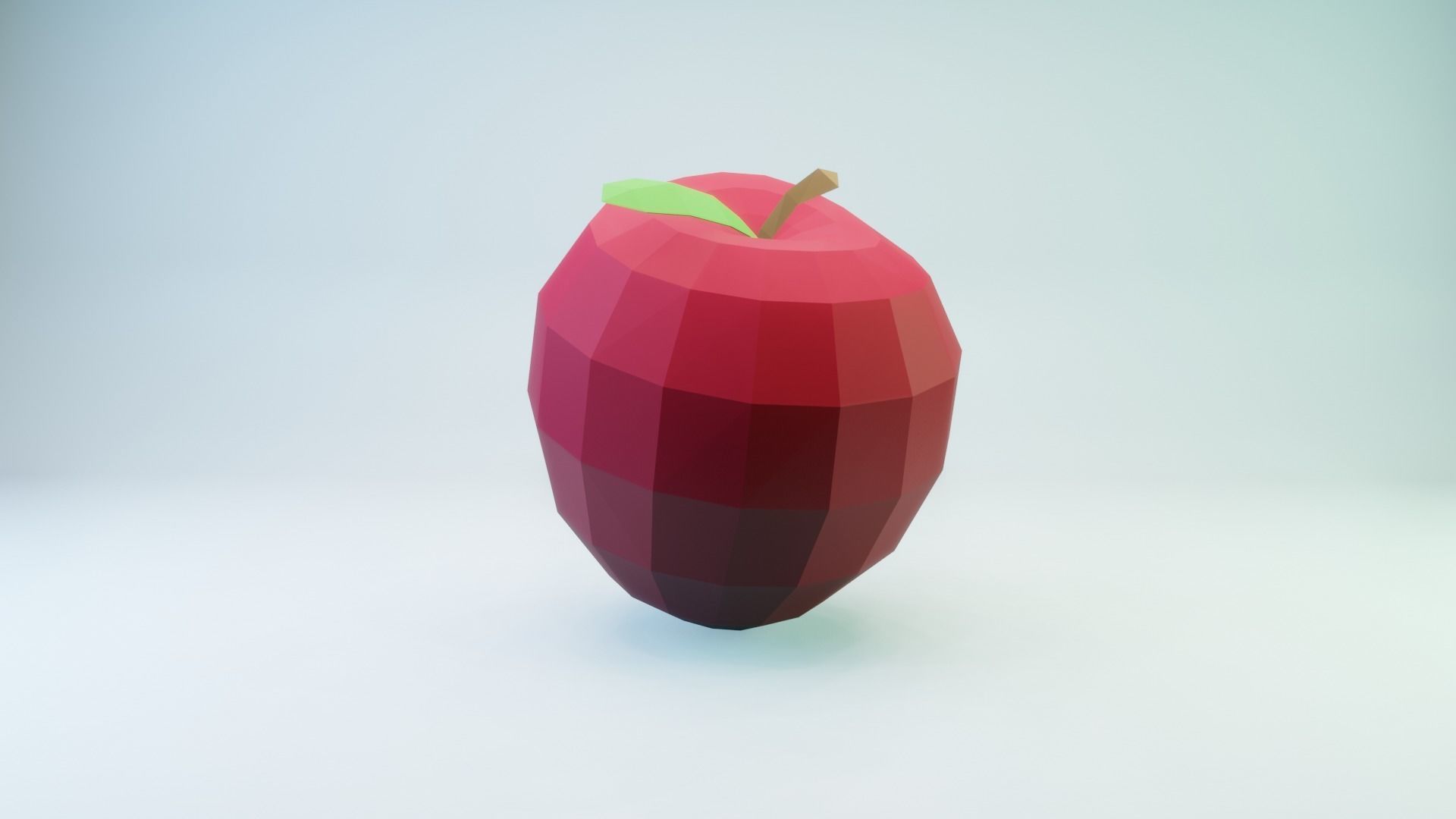Red Apple Low-poly 3D model_1