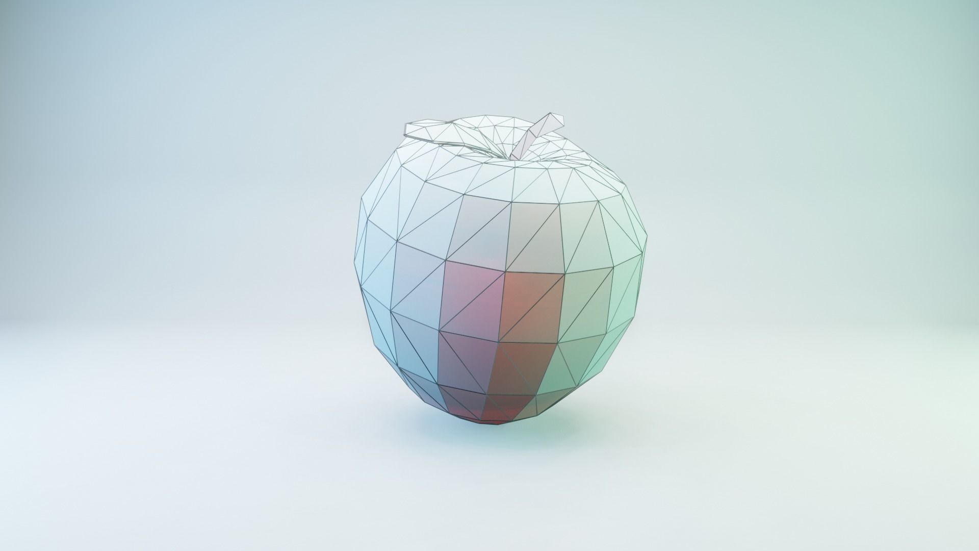 Red Apple Low-poly 3D model_4