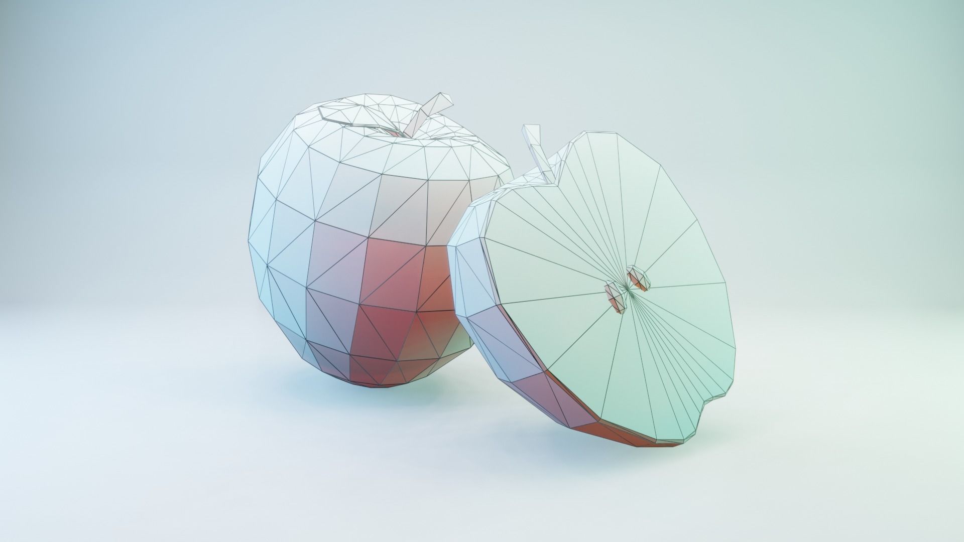 Red Apple Low-poly 3D model_3