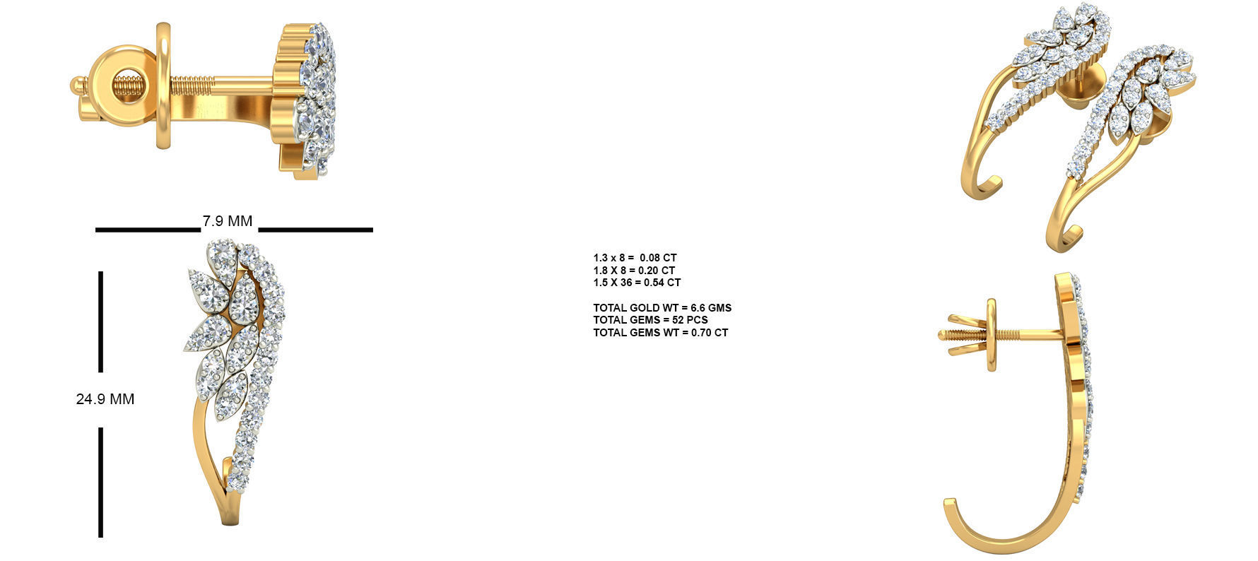 Women earrings 3dm stl render detail 3D print model 3D print model_5